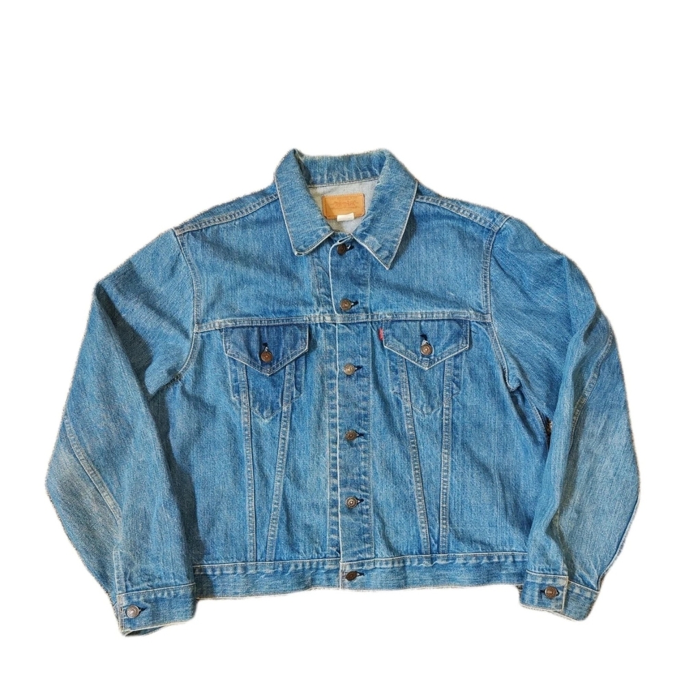 Vintage 70s Levis Denim Trucker Jacket Size 50 XL Type 3 Made In USA 2 Pocket